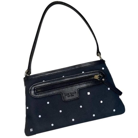 kate spade Handbags - AUTHENTIC KATE SPADE VINTAGE SMALL BLACK POLKA DOT PRINT BAGUETTE WRISTLET